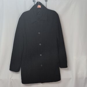 jf j.ferrar Men's Black Wool Pea Coat - Button Front